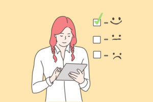 illustration of a lady making a checklist of emotions
